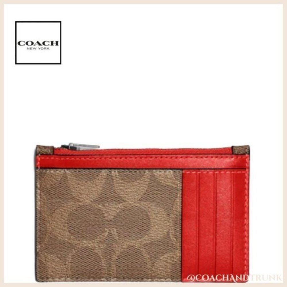 COACH 2PC Everett Crossbody Dbl Sided Charcoal Khaki / Khaki Red & Card Case NWT - Picture 2 of 16